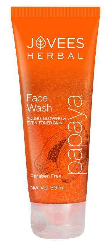 Jovees Herbal Papaya Face Wash For Glowing and Clear Skin with Papaya & Bilberry fruit Ext | Gentle Cleanser For Brightens Skin, Removes Pigmentation & Dark Spots | Suitable For All Skin Types - 50ml